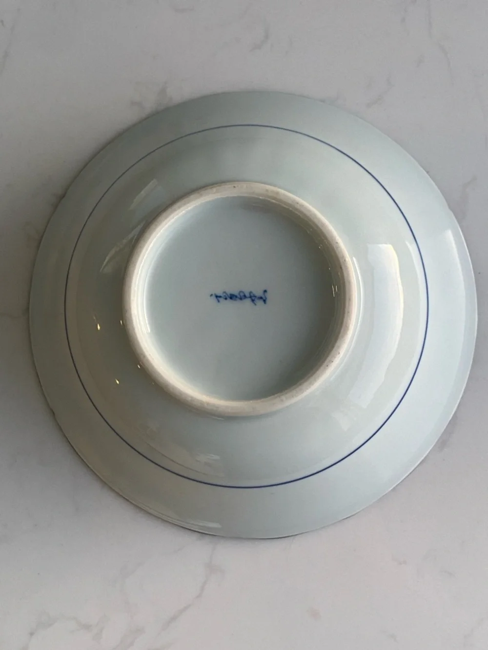 Andrea by Sadek Vintage Blue and White Peacock Design  7 1/2” Bowl - Picture 3 of 9